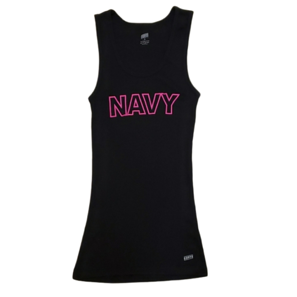 Navy Soffe Ribbed Tank Top Women's Size Medium NWOT Black Pink